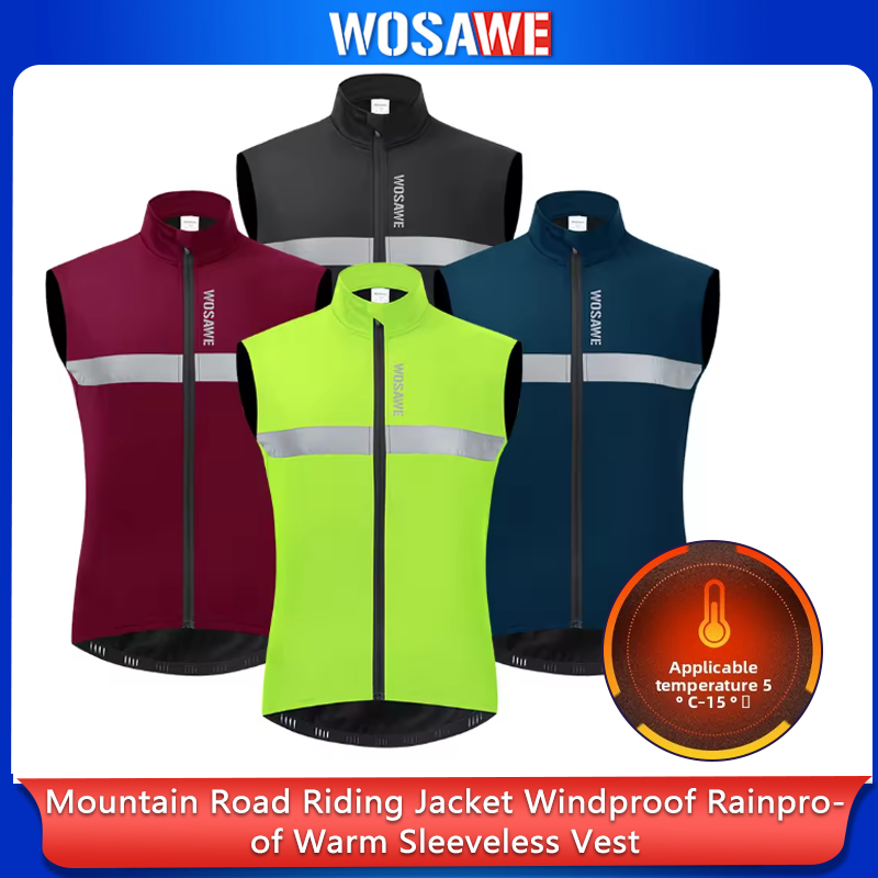 Mountain Biking Vest - WOSAWEMen's Cycling Jacket Windproof and Rainproof