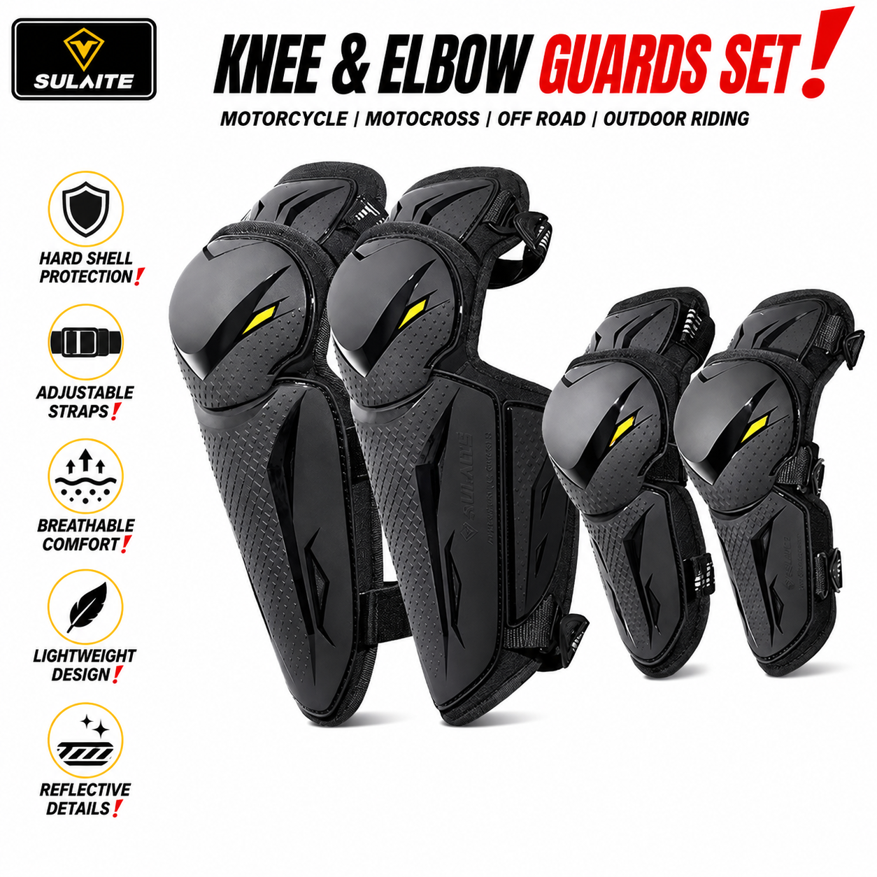 Mountain Biking Knee And Elbow Pads - SULAITE Mtb Knee Pads Motorcycle Knee