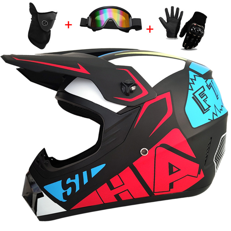 3Pcs Kids Off-Road Full Helmet - مراجعة Mountain Biking Helmet Kids وسعره